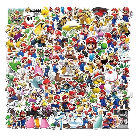 LOT of 100 Random Vinyl Super Mario Stickers - Picture 2 of 9